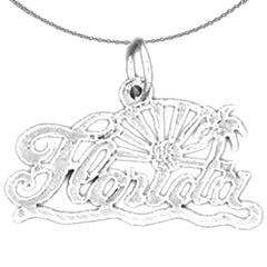 Sterling Silver Florida Pendant (Rhodium or Yellow Gold-plated)