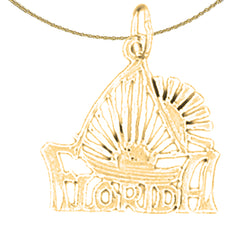 Sterling Silver Florida Pendant (Rhodium or Yellow Gold-plated)