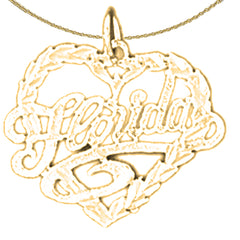 Sterling Silver Florida Pendant (Rhodium or Yellow Gold-plated)