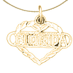 Sterling Silver Florida Pendant (Rhodium or Yellow Gold-plated)