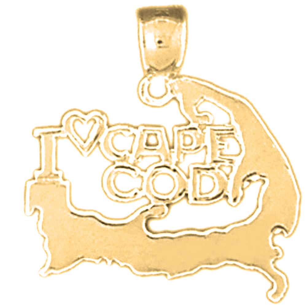 Yellow Gold-plated Silver I Love Cape Cod Pendant