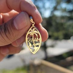 Sterling Silver Guam Pendant (Rhodium or Yellow Gold-plated)
