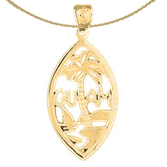 Sterling Silver Guam Pendant (Rhodium or Yellow Gold-plated)