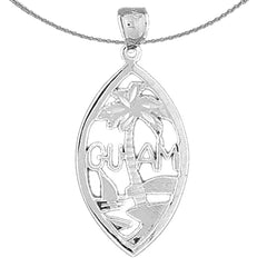 Sterling Silver Guam Pendant (Rhodium or Yellow Gold-plated)