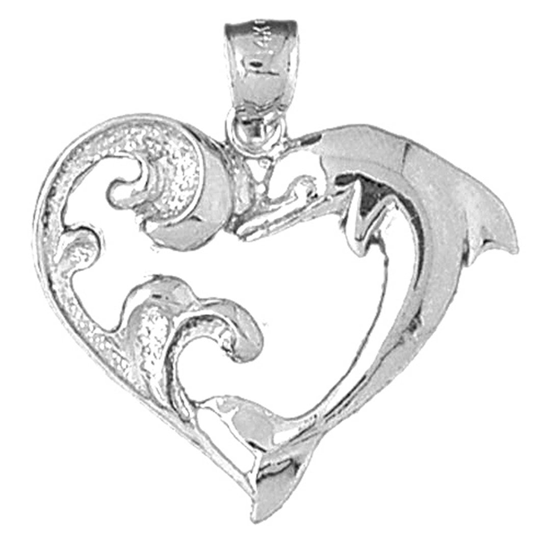 Sterling Silver Dolphin Heart Pendant