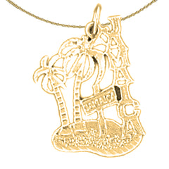 Sterling Silver Jamaica Pendant (Rhodium or Yellow Gold-plated)