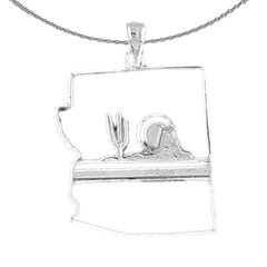 Sterling Silver New Mexico Pendant (Rhodium or Yellow Gold-plated)