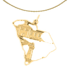 Sterling Silver South Carolina Pendant (Rhodium or Yellow Gold-plated)