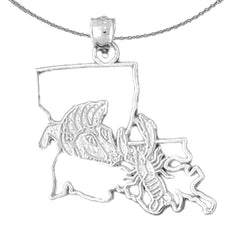 Sterling Silver Louisiana Pendant (Rhodium or Yellow Gold-plated)