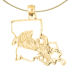 Sterling Silver Louisiana Pendant (Rhodium or Yellow Gold-plated)
