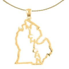Sterling Silver Michigan Pendant (Rhodium or Yellow Gold-plated)