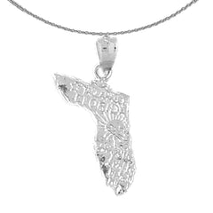 Sterling Silver Florida Pendant (Rhodium or Yellow Gold-plated)