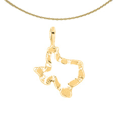 Sterling Silver Texas Pendant (Rhodium or Yellow Gold-plated)