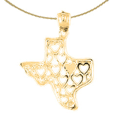 Sterling Silver Texas Pendant (Rhodium or Yellow Gold-plated)