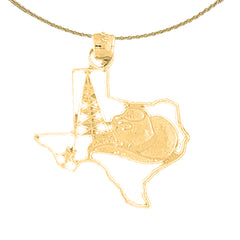 Texas-Anhänger aus Sterlingsilber (rhodiniert oder gelbgoldbeschichtet)