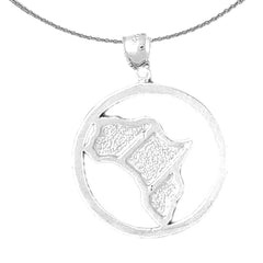 Sterling Silver Africa Pendant (Rhodium or Yellow Gold-plated)