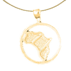 Sterling Silver Africa Pendant (Rhodium or Yellow Gold-plated)