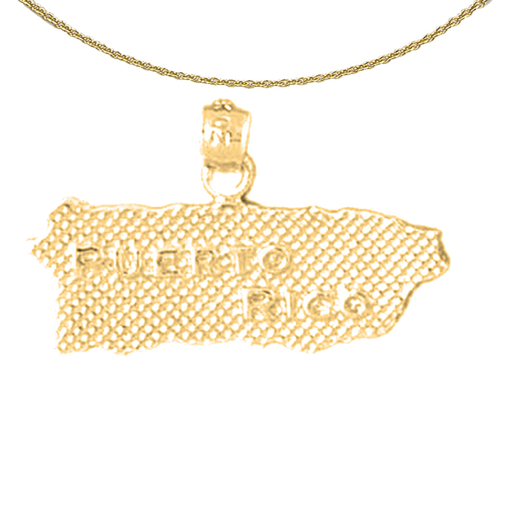 Sterling Silver Puerto Rico Pendant (Rhodium or Yellow Gold-plated)