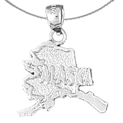 Sterling Silver Alaska Pendant (Rhodium or Yellow Gold-plated)