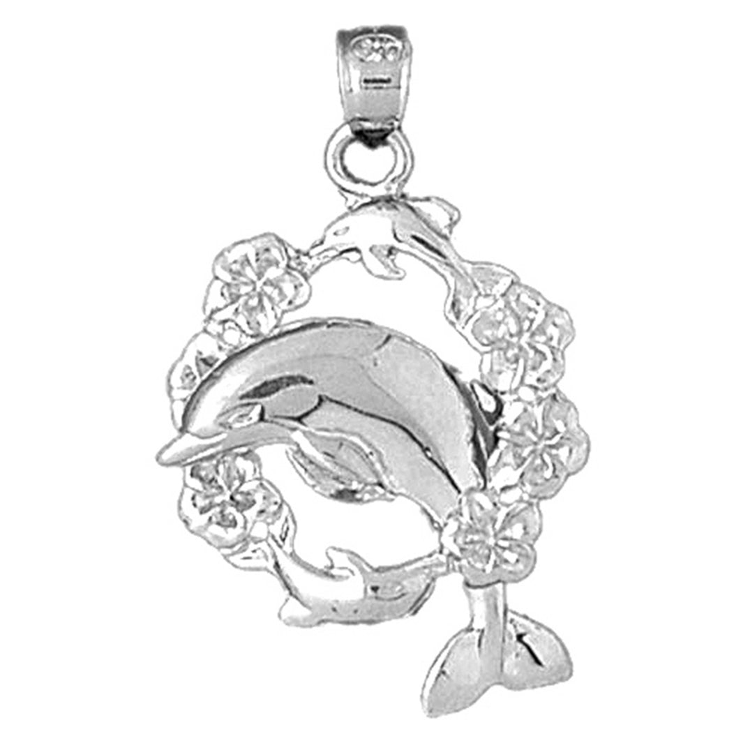Sterling Silver Dolphin Jumping Through Hoop Pendant