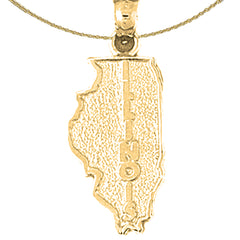 Sterling Silver Illinois Pendant (Rhodium or Yellow Gold-plated)