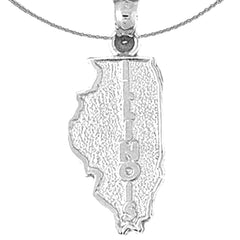 Sterling Silver Illinois Pendant (Rhodium or Yellow Gold-plated)