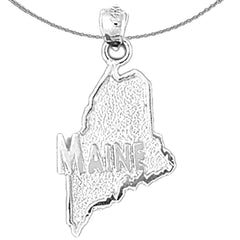 Sterling Silver Maine Pendant (Rhodium or Yellow Gold-plated)