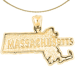 Sterling Silver Massachusetts Pendant (Rhodium or Yellow Gold-plated)