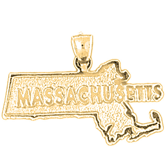 Yellow Gold-plated Silver Massachusetts Pendant