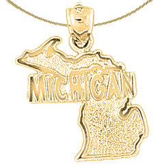 Sterling Silver Michigan Pendant (Rhodium or Yellow Gold-plated)