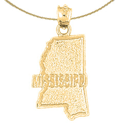 Sterling Silver Mississippi Pendant (Rhodium or Yellow Gold-plated)