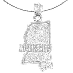 Sterling Silver Mississippi Pendant (Rhodium or Yellow Gold-plated)