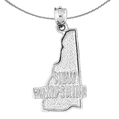 Sterling Silver New Hampshire Pendant (Rhodium or Yellow Gold-plated)