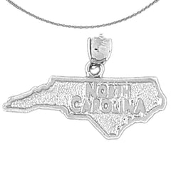 Colgante de plata de ley de Carolina del Norte (bañado en rodio o oro amarillo)