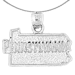 Sterling Silver Pennsylvania Pendant (Rhodium or Yellow Gold-plated)