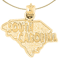 Colgante de plata de ley de Carolina del Sur (bañado en rodio o oro amarillo)