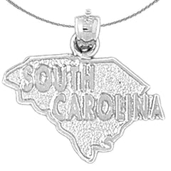 Colgante de plata de ley de Carolina del Sur (bañado en rodio o oro amarillo)
