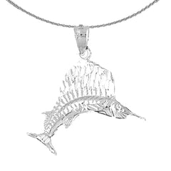 Sterling Silver Sailfish Pendant (Rhodium or Yellow Gold-plated)