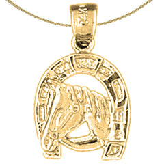 Colgante de herradura con caballo de plata de ley (bañado en rodio o oro amarillo)