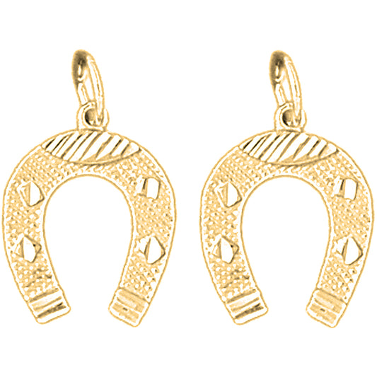 Yellow Gold-plated Silver 21mm Horseshoe Earrings
