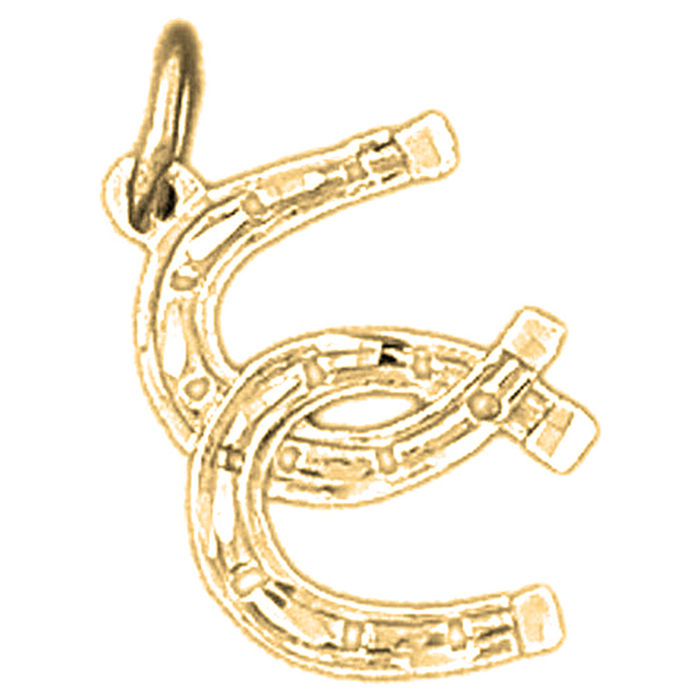 Yellow Gold-plated Silver Double Horseshoe Pendant