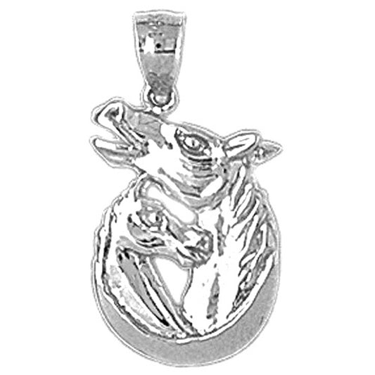 Sterling Silver Horseshoe With Horses Pendant