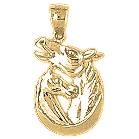 Yellow Gold-plated Silver Horseshoe With Horses Pendant