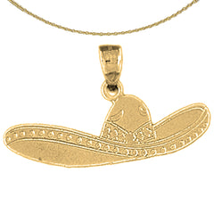 Sterling Silver Cowboy Hat Pendant (Rhodium or Yellow Gold-plated)