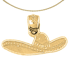 Sterling Silver Cowboy Hat Pendant (Rhodium or Yellow Gold-plated)