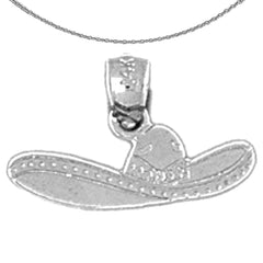 Sterling Silver Cowboy Hat Pendant (Rhodium or Yellow Gold-plated)