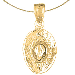 Sterling Silver 3D Cowboy Hat Pendant (Rhodium or Yellow Gold-plated)