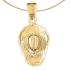 Sterling Silver 3D Cowboy Hat Pendant (Rhodium or Yellow Gold-plated)