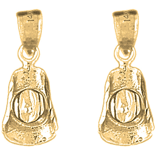 Yellow Gold-plated Silver 20mm 3D Cowboy Hat Earrings