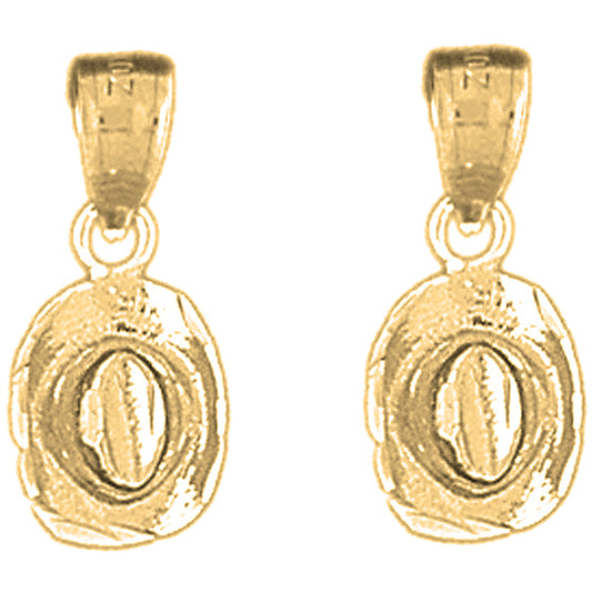 Yellow Gold-plated Silver 19mm 3D Cowboy Hat Earrings